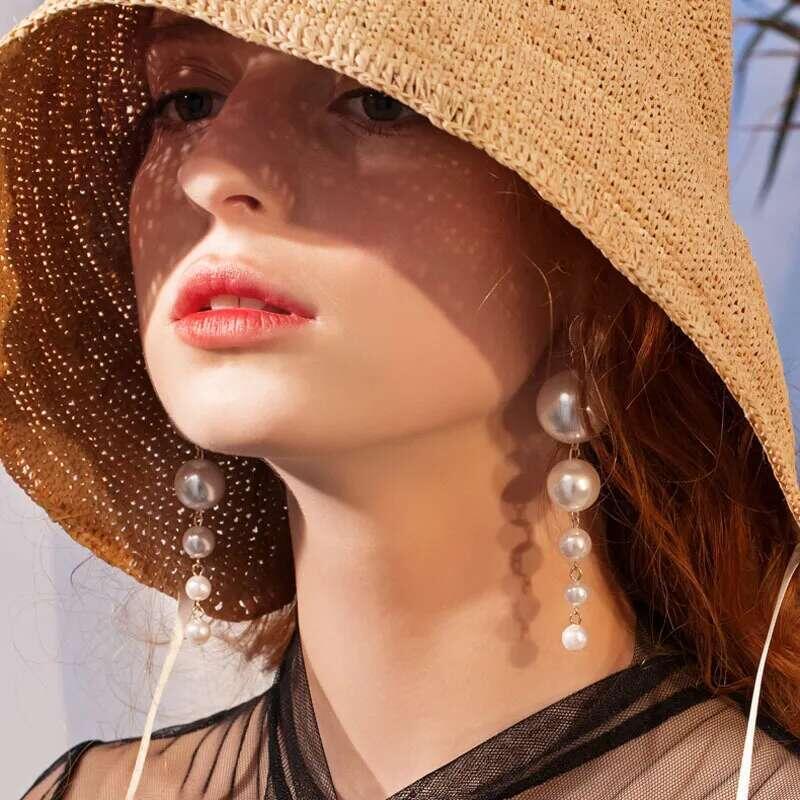 Product Introduction of Simulated Pearl Stud Fashion Long Statement Earrings for Womenn Party Wedding Female Jewelry Gift 3