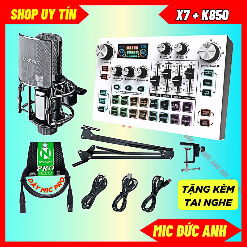 Bộ Sound Card X7 Đời Mới 2024 Mic PC-K850 Chuyên Thu Âm, Hát Livestream Có Bluetooth, Autotune Theo Máy