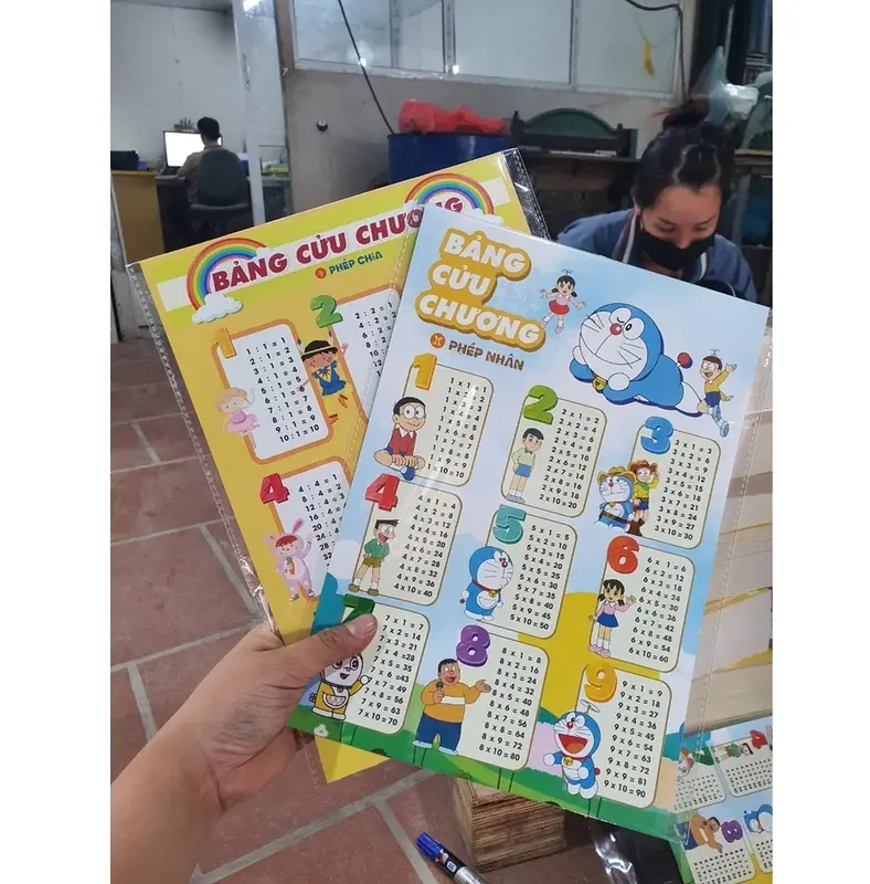 Bộ 4 bảng cửu chương cộng, trừ, nhân, chia cho học sinh tiểu học 3