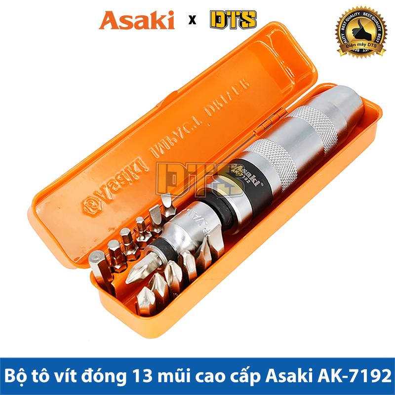 Bộ tô vít đóng 13 mũi Asaki AK-7192 tự xoay đảo chiều cao cấp, hợp kim thép nguyên khối chắc chắn, cứng cáp