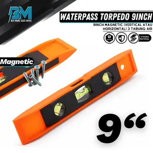 WATERPAS MAGNET 9" WATERPASS TORPEDO 225MM PENGGARIS AIR PENDEK MISTAR TIMBANG MINI 22.5CM PENGUKUR KEMIRINGAN