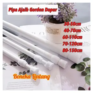 BATANG FLEKSIBEL GORDEN DAPUR  UKURAN 60-110 CM, 80-150 CM - TONGKAT AJAIB FLEXIBEL HORDENG KOLONG Besi TANPA Paku Shower