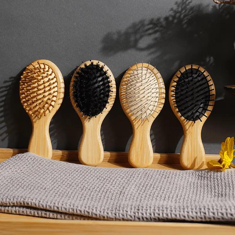 New Bamboo Cute Mini Air Cushion Comb for Home Use Portable Steel Needle Airbag Comb Round Teeth Handheld Comb