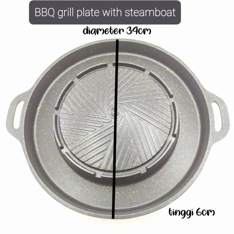 Happy Home Sukiyaki Bulgogi Pan 2 in 1 Panci Steamboat Marble Grill Pan Shabu Sonifer 7