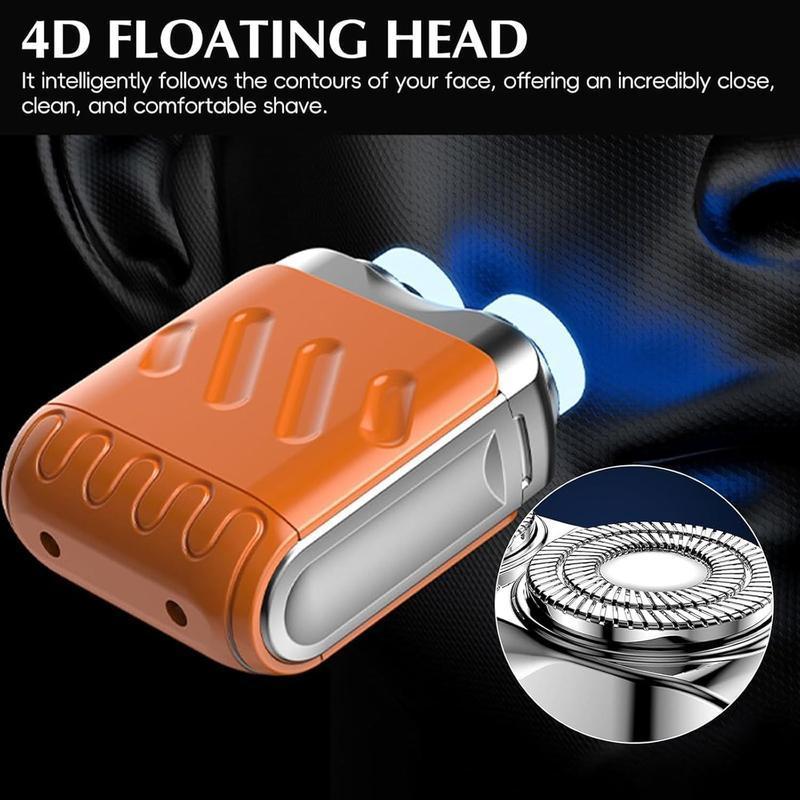 Product Introduction of Waterproof Electric Razor, 1 Box Portable Mini Electric Razor with Double Ring Blades, Wet and Dry Electric Shaver, Men's Grooming Tools, Comfort 5