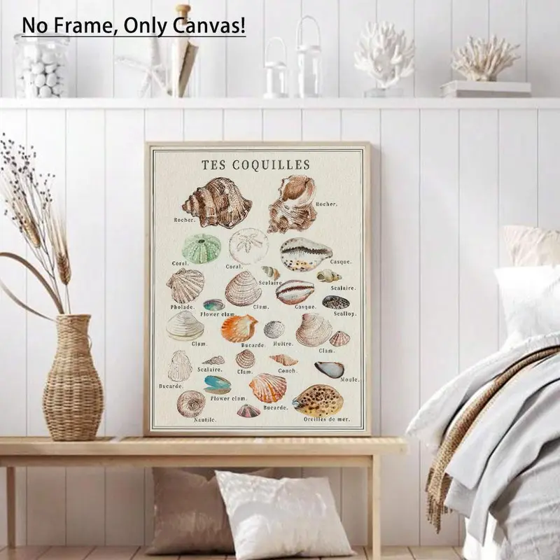 Sea Shell Pattern Unframed Painting, 1 Count Modern Fashion Style Wall Art, Wall Decor for Home Living Room Bedroom Office School 0