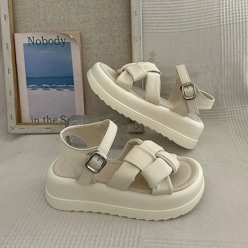Dép Sandal Đế Xuồng Đế Dày, Dành Cho Nữ, Phong Cách Thanh Lịch Và Hợp Xu hướng, Thích Hợp Cho Váy , Thời Trang, Hàng Mới Về 2025, Thích Hợp Cho Học Sinh, Giày La Mã Dệt
