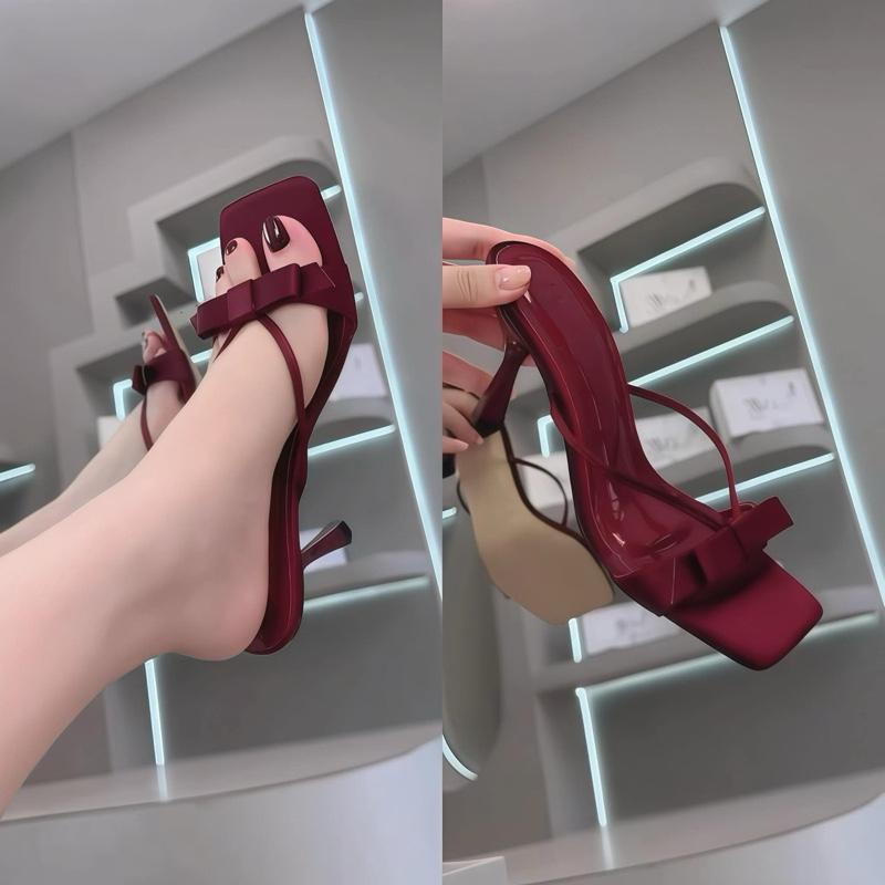 Dép Cao Gót Đế Nhọn 5 phân và 7 Phân có Nơ đơn giản , tinh tế - Giày Bánh Bèo mã DepKKVer2