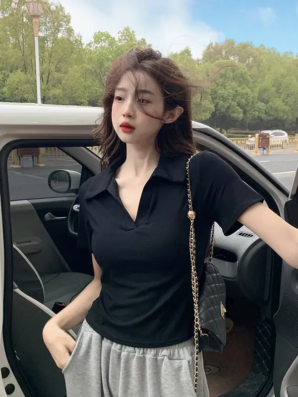 Áo Thun Babytee Nữ Cổ Polo CHIDORI Ôm Body Cotton Co Giãn Thoáng Mát - Size S (1m50-1m62) (40-53kg) (V1: 70-85) Women - Top 2