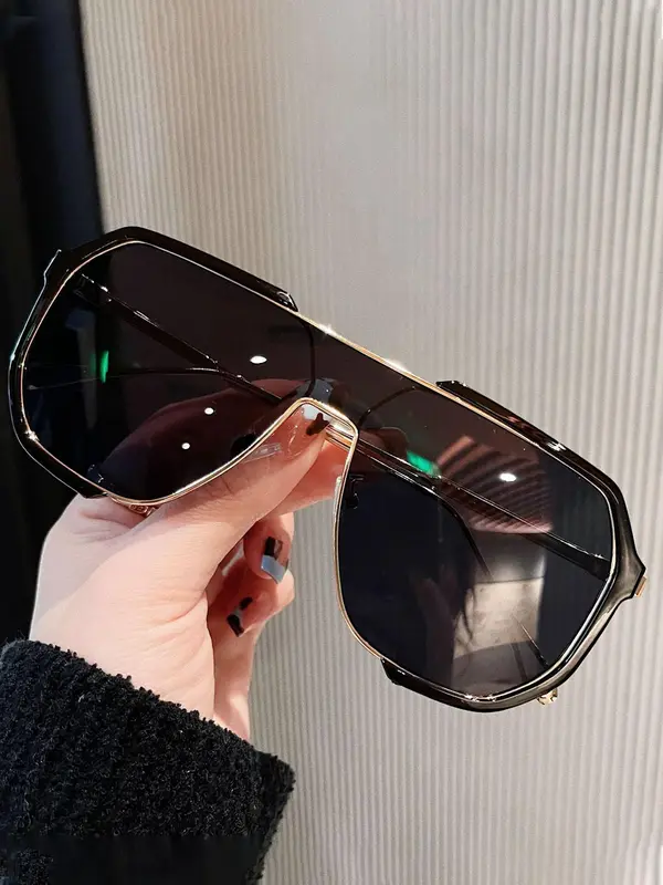 Sunglass Trends 2024 Flat Top Frame Sunglasses for Women, Stylish Aviator Designer Sunglasses for Men, Chic Travel Essentials, Driving Back To School, for Fall, 80s Fashion 4