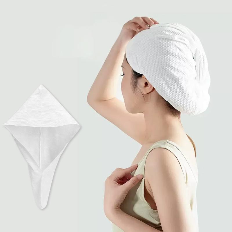 Product Introduction of 2Pcs Non-woven Disposable Dry Hair Cap Portable Travel Super Absorbent Dry Hair Towel Bathroom Products Supplies 29