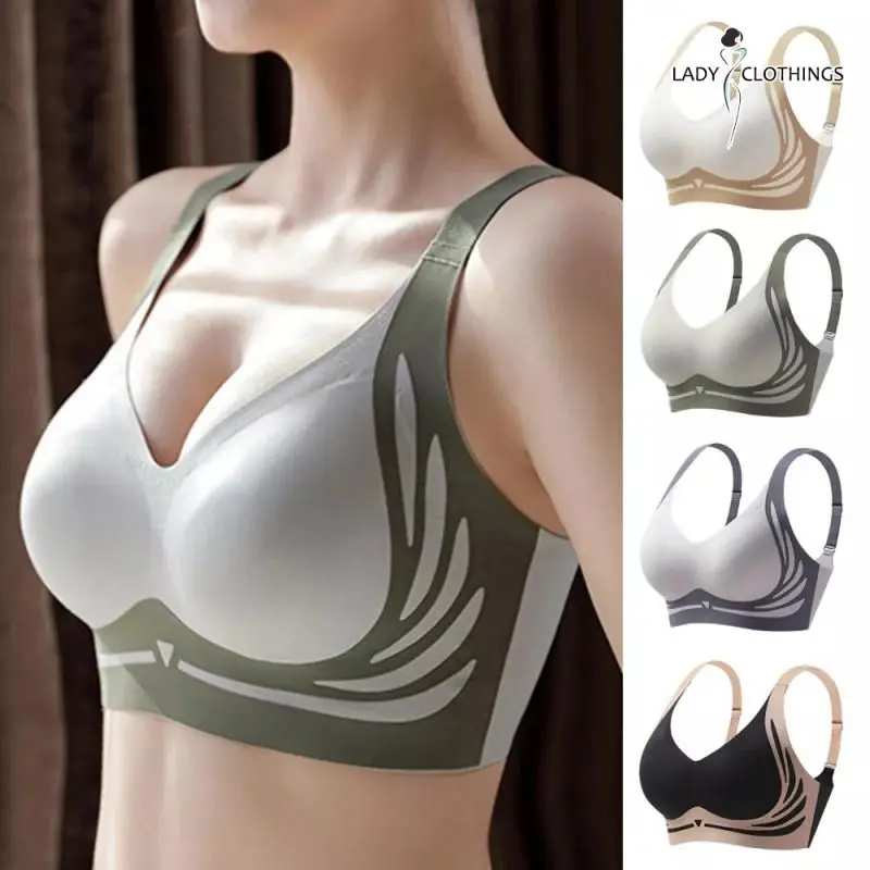 Áo Ngực Nâng Ngực Cho Nữ, Không Đường May, Chống Chảy Xệ, Dây Đeo Rộng, Nâng Ngực, Nhẹ, Thoáng Khí, Thoải Mái, Thích Hợp Cho Thể Thao, Yoga Và Thể Dục, Có 4 Màu. Top
