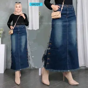 ROK JEANS KEKINIAN // ROK DENIM WANITA MUSLIM // ROK JUMBO // ROK STRETCH