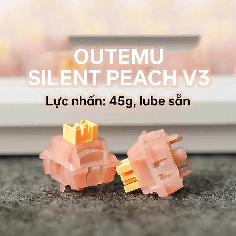 Switch silent Outemu Silent Peach V3, trục switch cơ học, giảm âm thanh, tiếng ồn 0