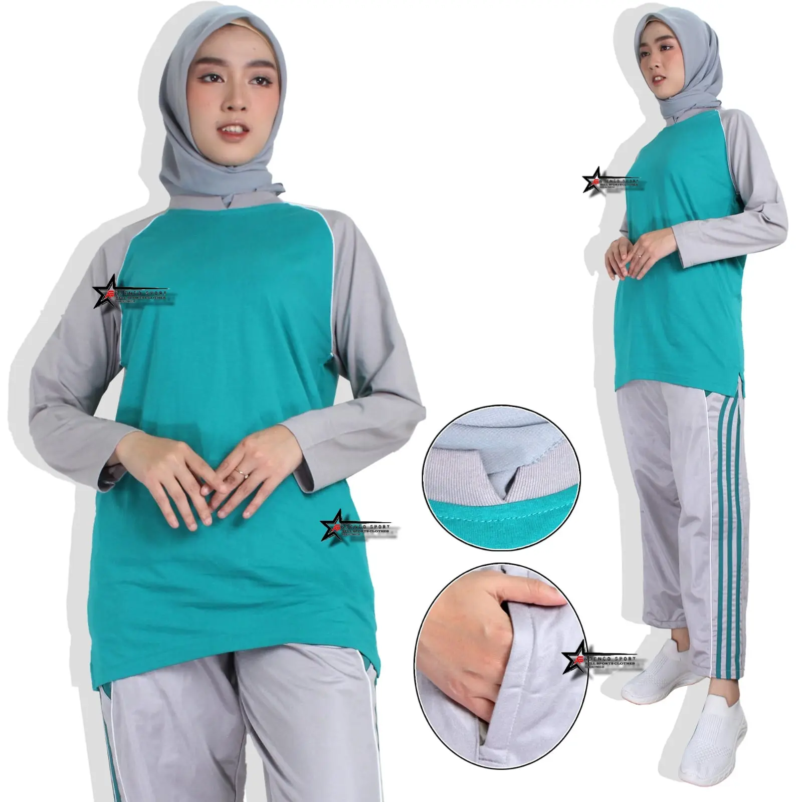 Setelan olahraga Senam muslimah / setelan baju dan celana olahraga wanita muslim  seragam  panjan Panjang Polos Tunik Sport Atasan