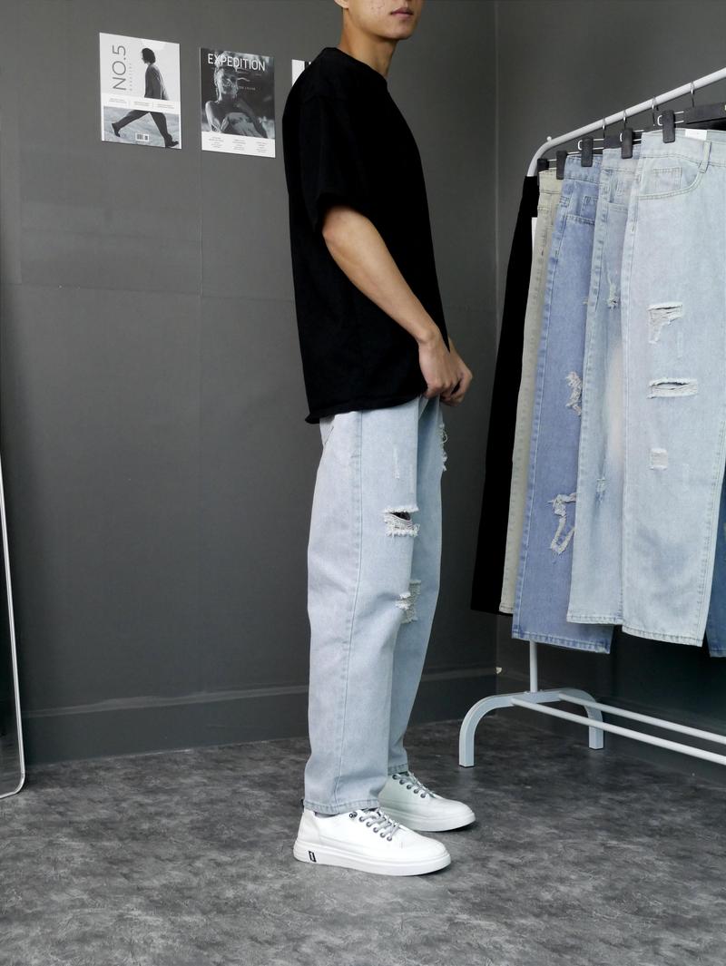 Product Introduction of Quần bò ống suông chất jean nam dáng baggy màu xanh đen xám phom rộng Menswear Denim Pants Có Túi Ong 14