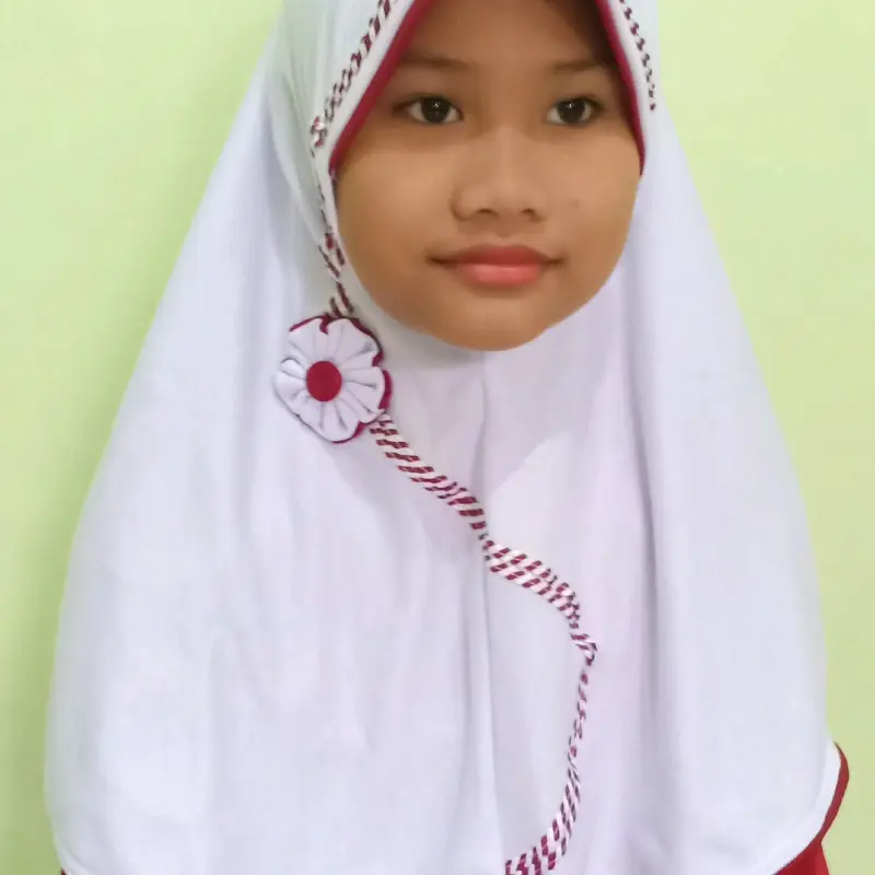Hijab Anak Sekolah SD Variasi lilit/Kepang Terbaru Poliester Kerudung Muslim Nyaman 1