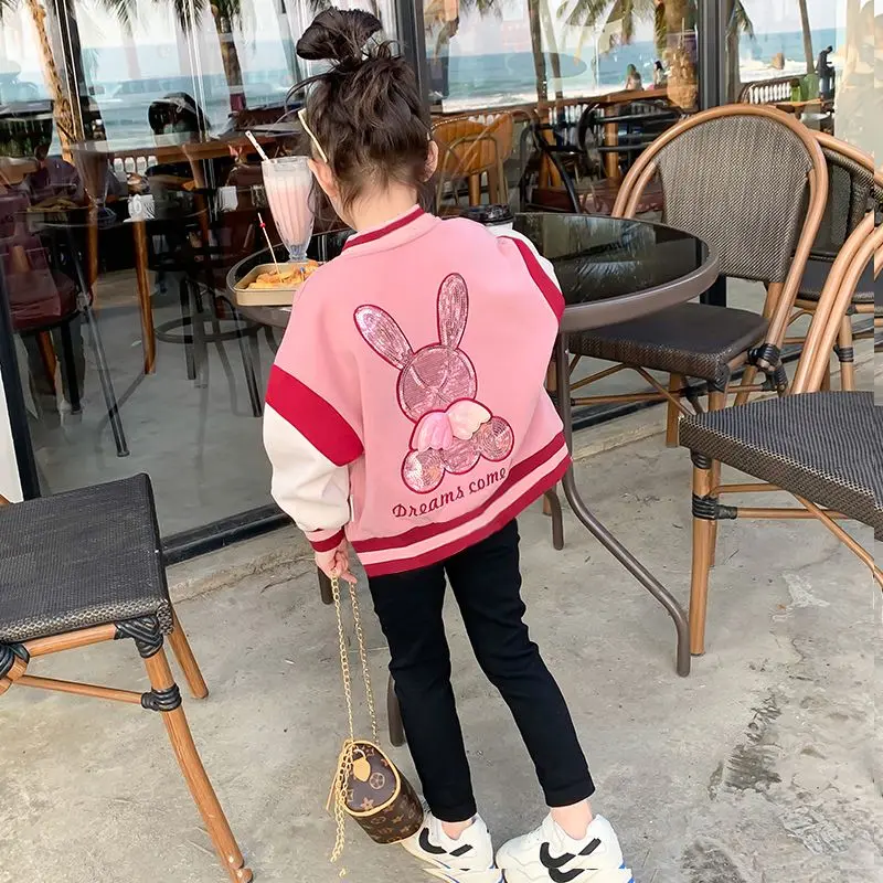 Áo Khoác Bé Gái, Đồng Phục Bóng Chày, Phong Cách Phương Tây, Hàng Mới Về 2023, Thời Trang Thường Ngày Cho Bé Gái, Thích Hợp Cho Mùa Xuân Và Mùa Thu, Áo Hoạt Hình, Áo Khoác Trẻ Em 3
