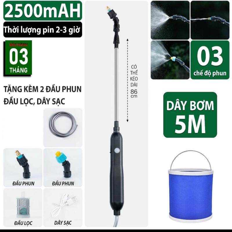BÁN CHẠY - Cần xịt điện đa năng nhỏ gọn, có thể tưới cây, vệ sinh và khử trùng gia đình,phun thuốc sâu, thuốc muỗi, phun sương, có thể điều chỉnh độ dài lên đến 80cm máy  xịt  thuốc 4
