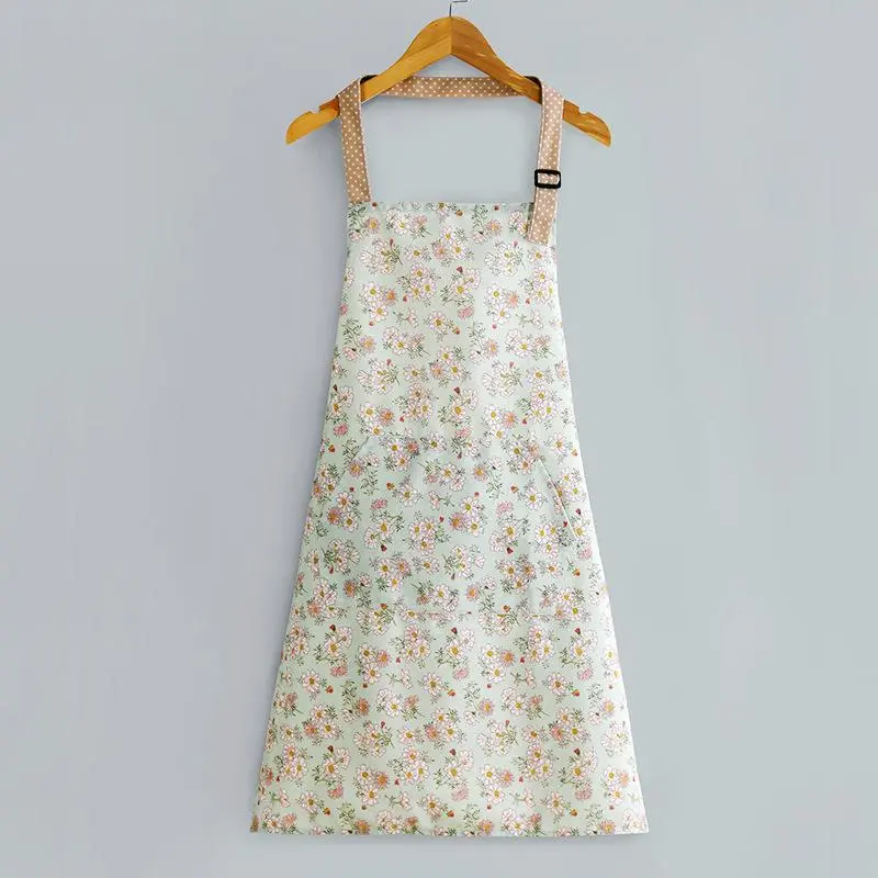 Flower Pattern Apron with Pocket, Waterproof Apron for Women, Kitchen Cooking Products 7