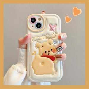 3D Bear Casing for iPhone 15 14 13 12 11 Pro Max Case Kawaii Phone Case Cute Cartoon Case Silicone Cover Case Soft TPU Shockproof Protective Case for Girls Women Smartphone Protection