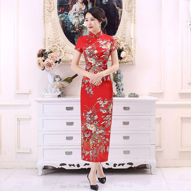 Sườn Xám Dài Trung Bình Cho Nữ, Trang Phục Biểu Diễn Catwalk Thượng Hải Cũ Mới, Dáng Ôm, Váy Phong Cách Trung Quốc Thanh Lịch 5