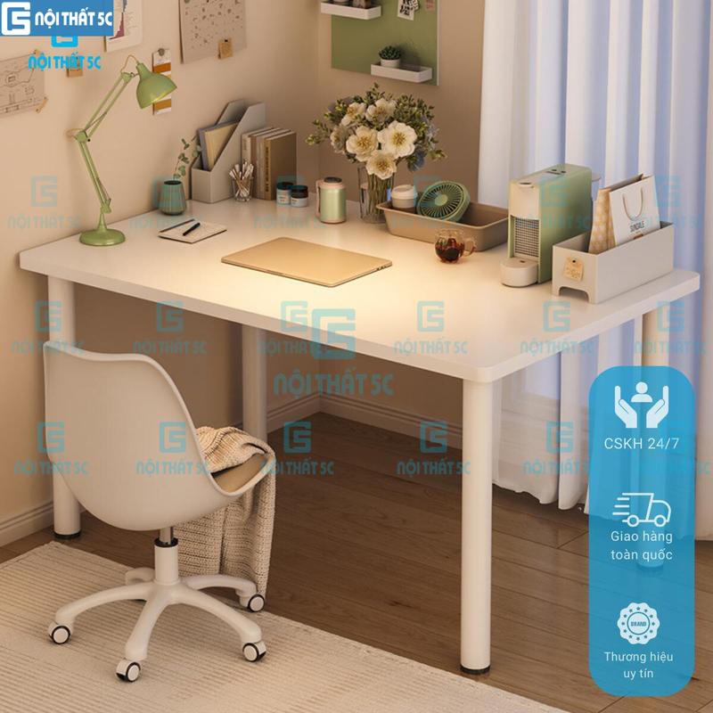 Bàn để máy tính chân sắt tròn phong cách Bắc Âu Bàn học thiết kế đơn giản mặt bàn kích thước lớn mẫu mới cải tiến nhất NỘI THẤT 5C
