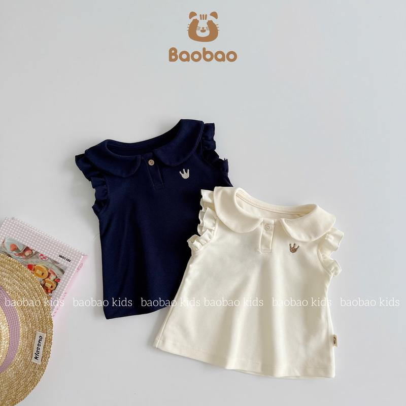 [BAOBAO- SẴN ] ÁO POLO CỔ SEN SÁT NÁCH BÈO THÊU HOẠ TIẾT NGỰC XINH XẮN CHO BÉ GÁI-  M512