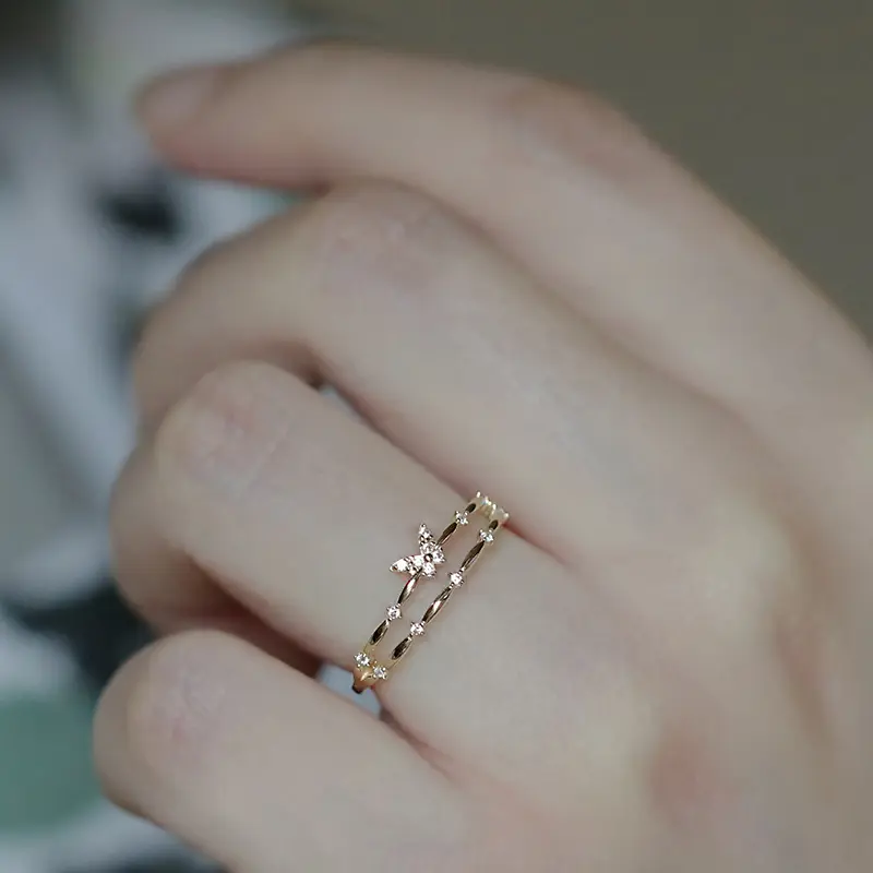 Jewelry Lover - Ring-16-1 - Cincin - Papillon Double Layer - Korean Style COD