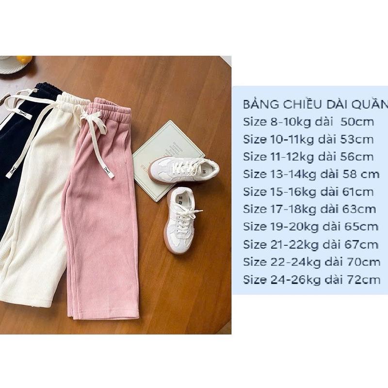  Quần suông quần nhung tăm cho bé gái 8-30kg  BẢNG chiều dài quần ảnh số 2  