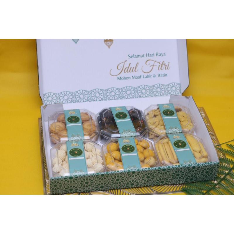 Spesial Kue Lebaran Hampers Premium Kue Lebaran isi 6 toples - Parcel Thr idul fitri Kue kering kotak box isi 6 1