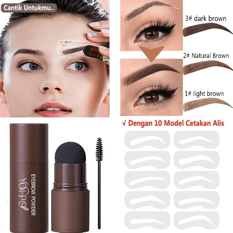 Yoppo Eyebrow Powder Bedak Alis Cetakan Alis Instan Eyebrow Stamp Alis Stempel Alis Waterproof dengan 10 Model Cetakan Alis Eyebrow Powder 0