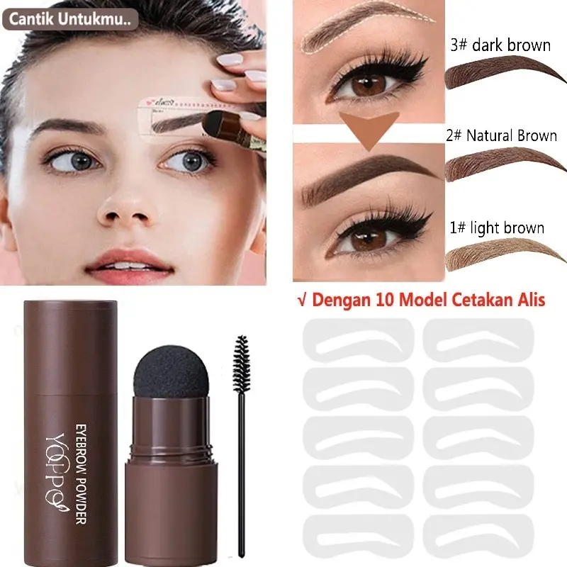 Yoppo Eyebrow Powder Bedak Alis Cetakan Alis Instan Eyebrow Stamp Alis Stempel Alis Waterproof dengan 10 Model Cetakan Alis Eyebrow Powder 0