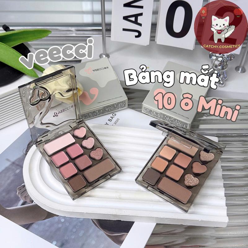 VEECCI Bảng Mắt VEECCI 10 Ô Mini Bỏ Túi Nhũ Mịn Lì Tone Màu Tự Nhiên 4.2g