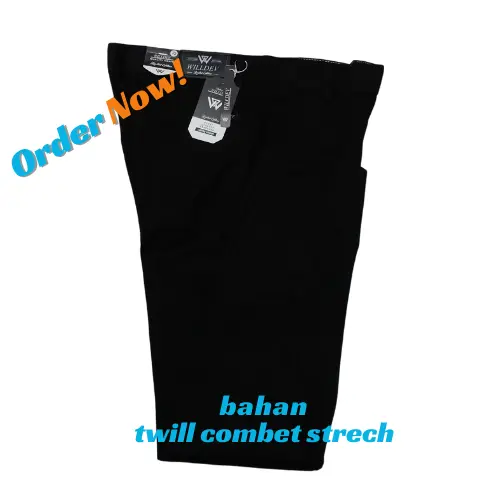 CELANA CHINOS PANJANG SLIMFIT BAHAN TWILL COMBET STRETCH MELAR Nyaman Skinny Pria Hitam Distro Dewasa Cowok Kantor Kerja Formal 6