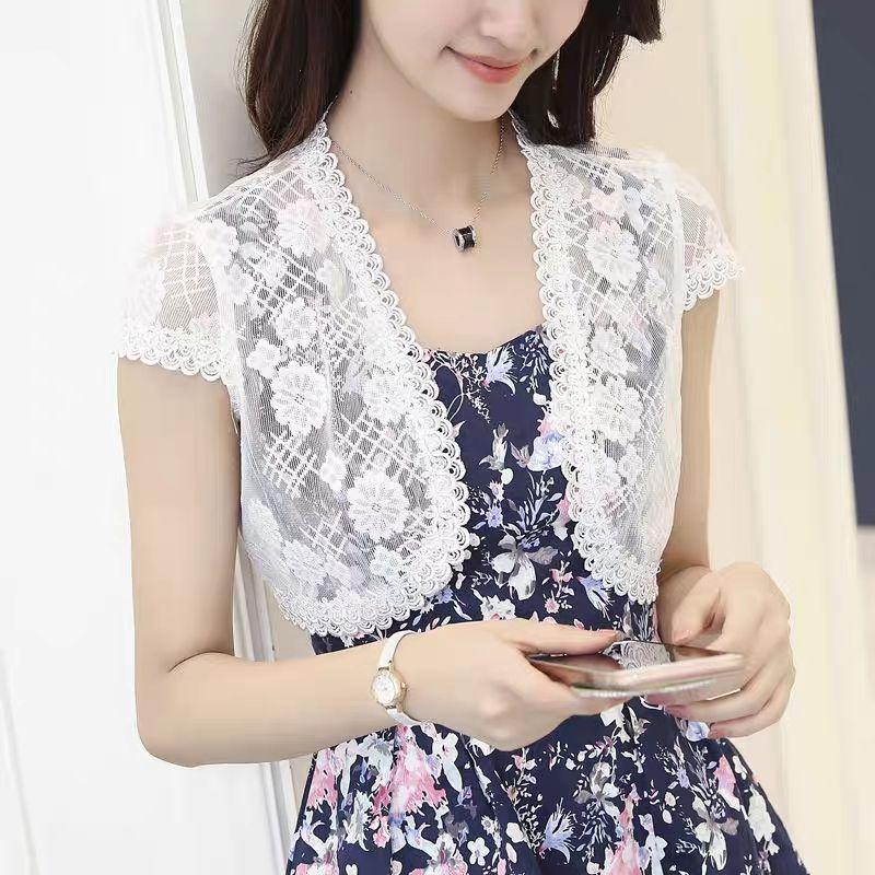 Khăn Choàng Voan Ren Mùa Hè, Áo Ghi Lê Nhỏ Áo Khoác Nhỏ Áo Dễ Phối Đồ Quần Áo Chống Nắng, Dài Ngắn, Hàng Mới Về 4