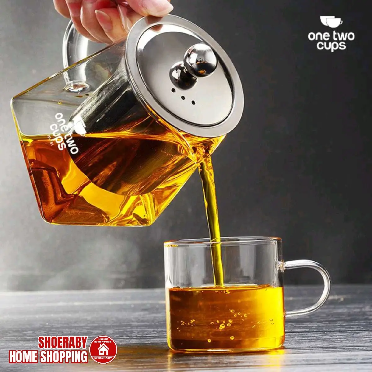 Teko Teh Kaca Estetik dengan Saringan Tahan Panas Borosilicate Glass Teapot One Two Cups - TP-761 Pitcher Jug Pembuat Teh Praktis