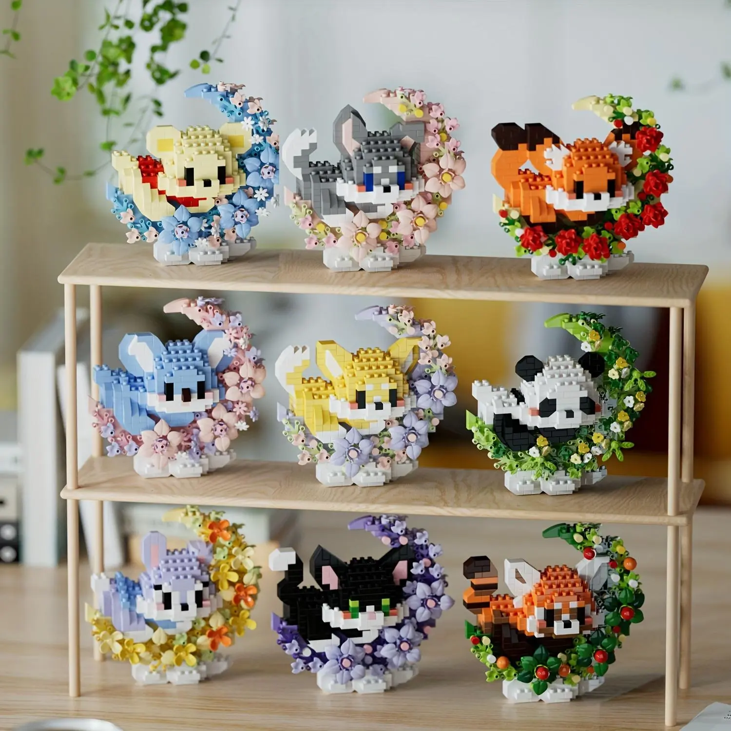 Cute Animal & Flower Design Building Blocks, 1 Box Creative Cartoon Animal Model, Birthday & Holiday Gift Selection, Crafts