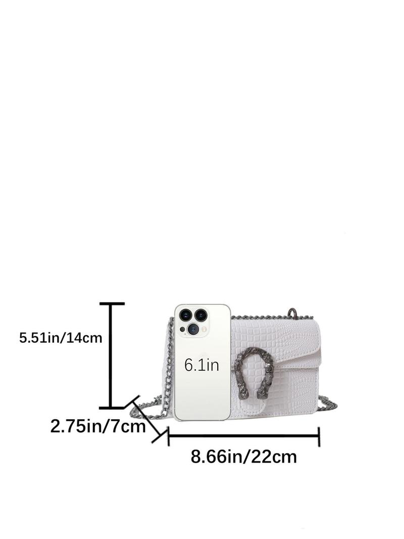 Product Introduction of Women's Fashionable Crocodile Embossed Crossbody Bag, Casual Versatile Shoulder Bag for Daily Used, Trendy All-match Commuter Bag 7