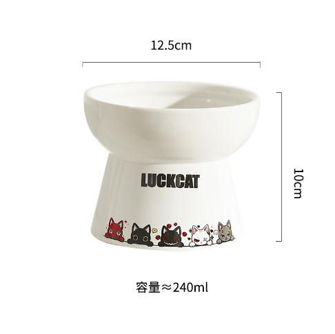 Bát ăn chống gù cho mèo, bát ăn LUCKYCAT dễ thương, bằng sứ tráng men cao cấp 6