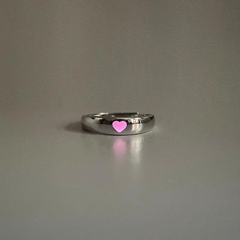 Product Introduction of Japanese and Korean Elemexsu Niche Love Luminous Ring Adjustable Mouth One Pair of Lovers Ring for Girlfriend 7