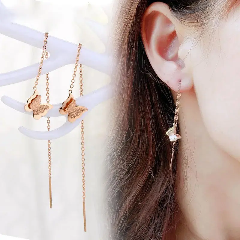 Anting Titanium Wanita Model Juntai Kupu Terlaris 0