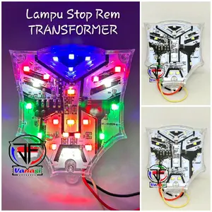 Lampu Stop Rem TRANSFORMER Flash Kedip Variasi LED Custom Logo Transformer Kedip-kedip RGB Pelangi 12 Volt untuk Motor dan Mobil car