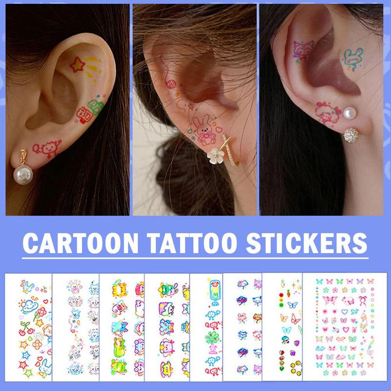 Product Introduction of Mini Tattoo Stickers Cartoon Tattoo Stickers Cute Set Stickers Earring Stickers Ear Waterproof Long-lasting Tattoo Stickers 17