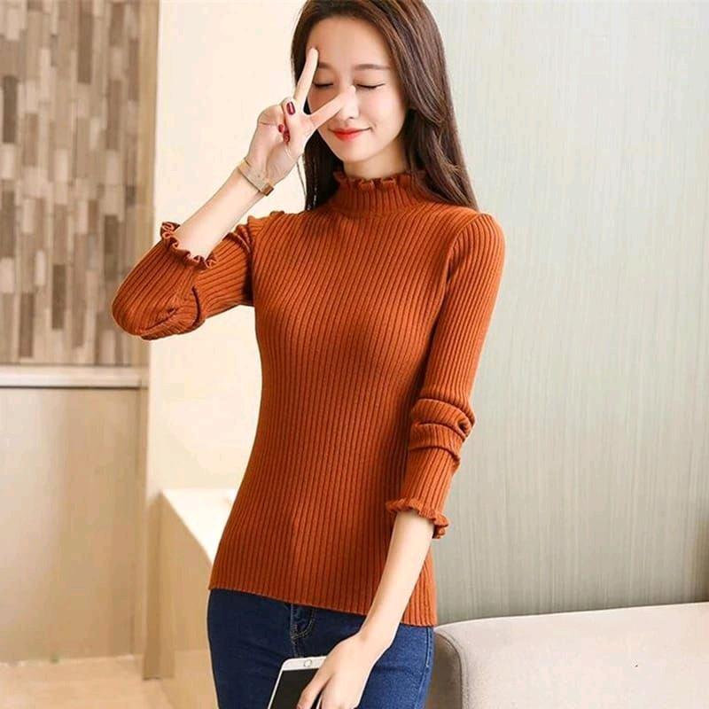 Sweater Turtleneck Rajut / Atasan Kriwil Rajut / Kerah Tinggi 2
