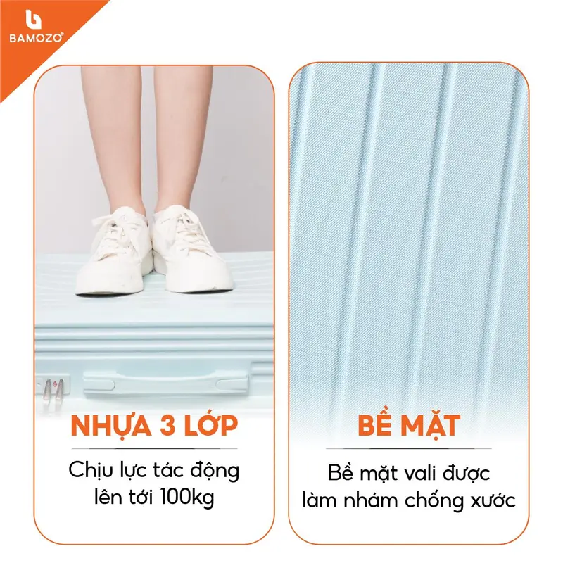 [CHÁY HÀNG 6/6] Combo Vali Bamozo 8812 Cao Cấp + Cốp Mỹ Phẩm Size 20/24 Nhựa ABS PC Bền đẹp 4