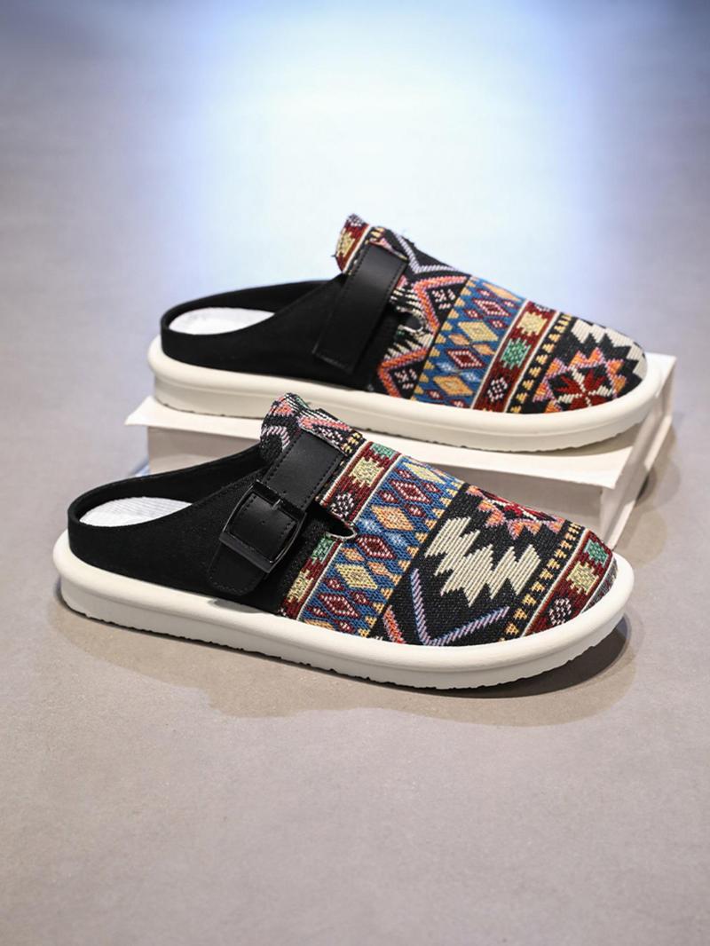 Product Introduction of Men's Fashionable Ethnic Pattern Slides, Casual Comfortable Breathable Lightweight Slides, Fashionable Slides for Daily Wear, Slippers, Boy 1