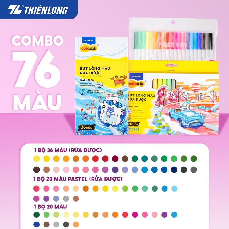 Bút lông màu Fiber Pen Thiên Long Colokit - Có thể rửa được