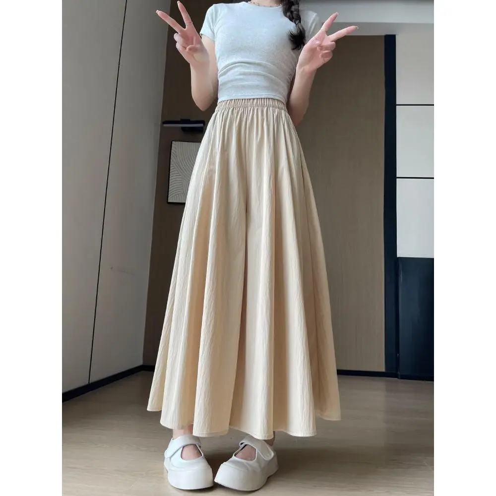 Quần Culottes, Yamamoto, Váy Dài Nhỏ Bộ Sưu Tập Mùa Hè 2024, Cạp Cao, Thời Trang Thường Ngày Xếp Nếp, Váy Mỏng, Mỏng
