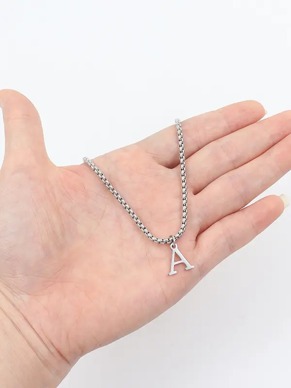 Men's Simple Letter Detail Pendant Necklace,  Fashion Jewelry for Party, Daily Clothing Decor, Trendy All-match & Exquisite Jewelry for Birthday Gift 3